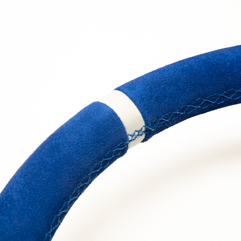DriftShop Steering Wheel (90 mm Dish), Blue Suede, Black Spokes